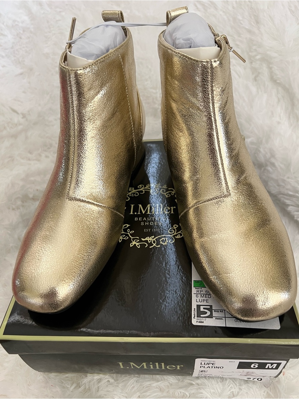 I. Miller Lupe Platino Ankle Boots Gold Big Girls 6M